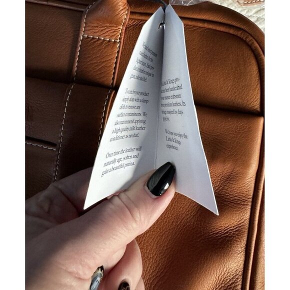 Links & Kings Mayfair Briefcase Handcrafted Tan Leather NWT - Picture 10 of 14